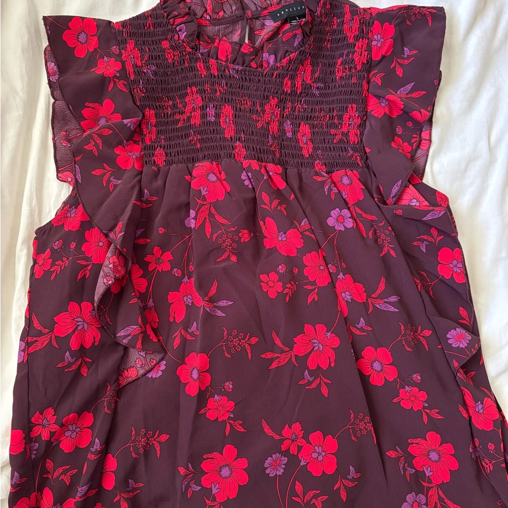 Sanctuary Floral Blouse - Red and Purple